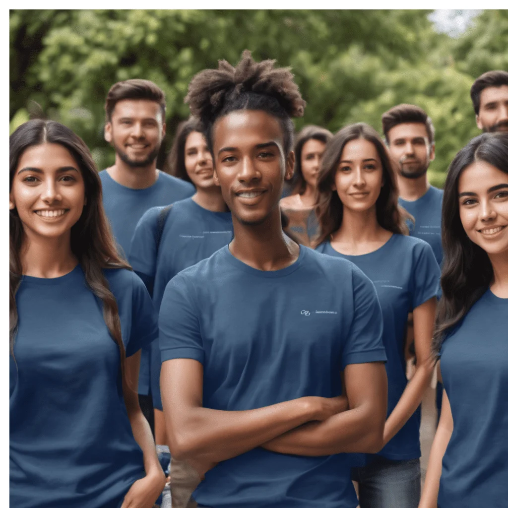 grupo de pessoas usando uniformes personalizados para empresas